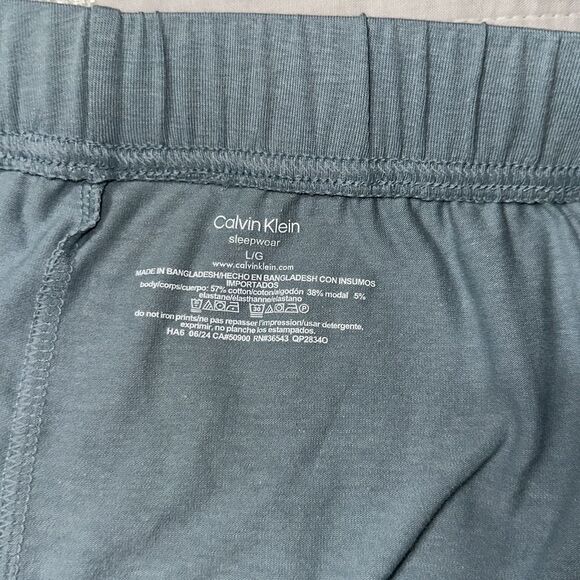 CK L Slate Seafoam Blue Modal Blend Notched Collar Short Sleeve Top Wide Leg PJ - Picture 16 of 16